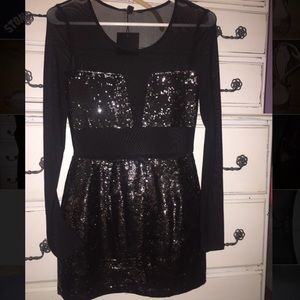 black sheer & sequins mini dress